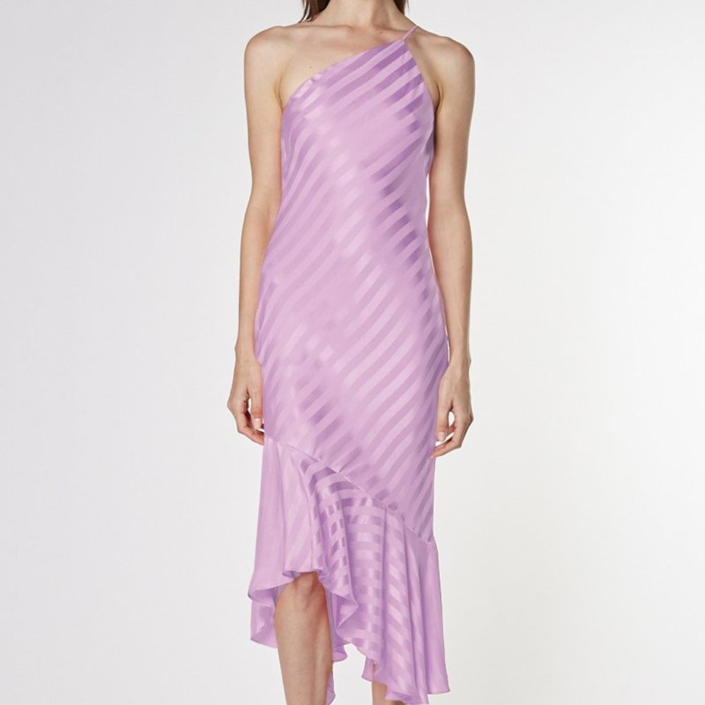 ONE SHOULDER RUFFLED DRESS - LILAC - Picture 3 of 6
